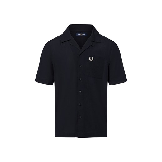 Fred Perry Koszula męska Mężczyźni Regular Fit Bawełna czarny jednolity ze sklepu vangraaf w kategorii Koszule męskie - zdjęcie 183845416