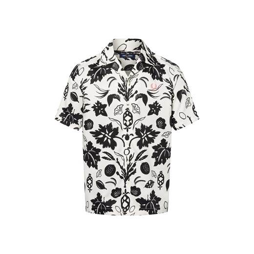 Fred Perry Męska koszulka z krótkim rękawem Mężczyźni Regular Fit Bawełna écru wzorzysty ze sklepu vangraaf w kategorii Koszule męskie - zdjęcie 183845428