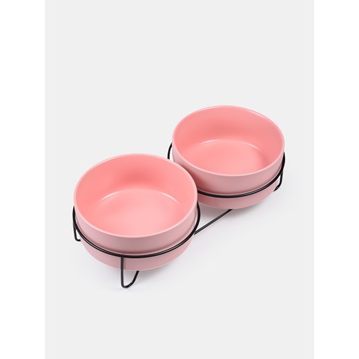 Sinsay - Miski dla zwierząt 2 pack ze stojakiem - różowy Sinsay One Size Sinsay