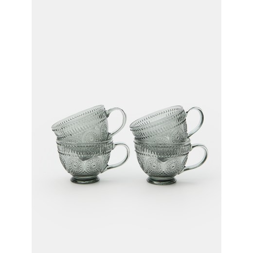 Sinsay - Szklane kubki w stylu retro 4 pack - szary Sinsay One Size Sinsay