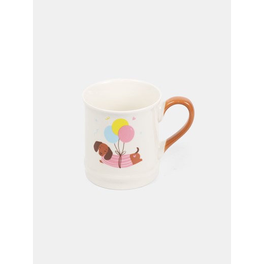 Sinsay - Ceramiczny kubek z uchem z nadrukiem psa - beżowy Sinsay One Size Sinsay