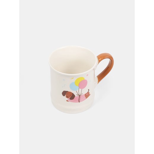 Sinsay - Ceramiczny kubek z uchem z nadrukiem psa - beżowy Sinsay One Size Sinsay