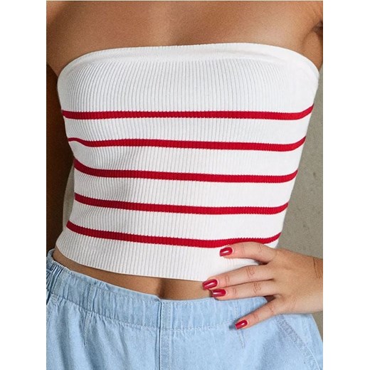 Sinsay - Swetrowy top bandeau w paski - wielobarwny ze sklepu Sinsay w kategorii Bluzki damskie - zdjęcie 183848615