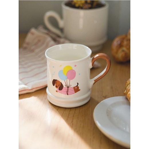 Sinsay - Ceramiczny kubek z uchem z nadrukiem psa - beżowy ze sklepu Sinsay w kategorii Kubki - zdjęcie 183848636