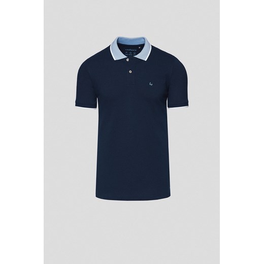 Koszulka Polo Bawełniana Granatowa Borin ze sklepu Lancerto S.A. w kategorii T-shirty męskie - zdjęcie 183849367