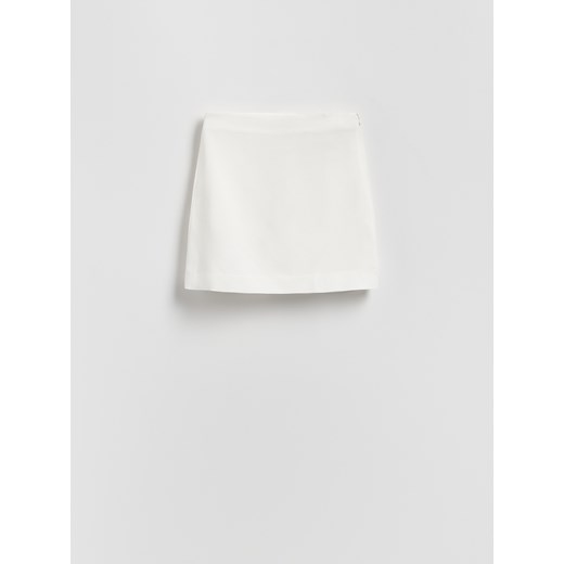Reserved - Spódnica mini z dodatkiem lnu - złamana biel Reserved M Reserved