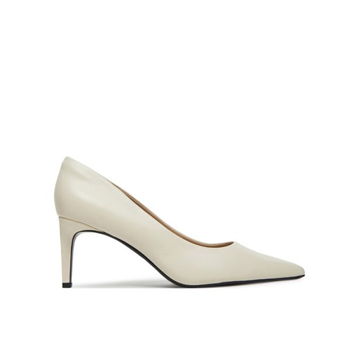 Szpilki Calvin Klein Pump 70 Pointy Hw Bar Lth HW0HW02561 Écru ze sklepu eobuwie.pl w kategorii Czółenka - zdjęcie 183851425