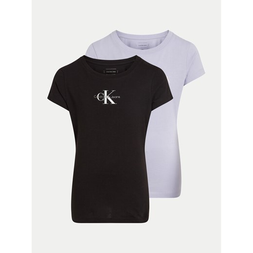 Calvin Klein Jeans Komplet 2 t-shirtów Monologo IG0IG02860 Kolorowy Slim Fit ze sklepu MODIVO w kategorii Bluzki dziewczęce - zdjęcie 183851827