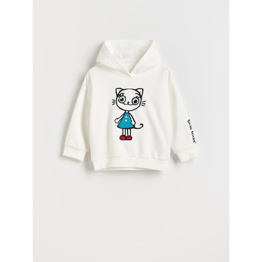 Reserved - Bluza z aplikacją Kicia Kocia - złamana biel ze sklepu Reserved w kategorii Bluzy dziewczęce - zdjęcie 183853167