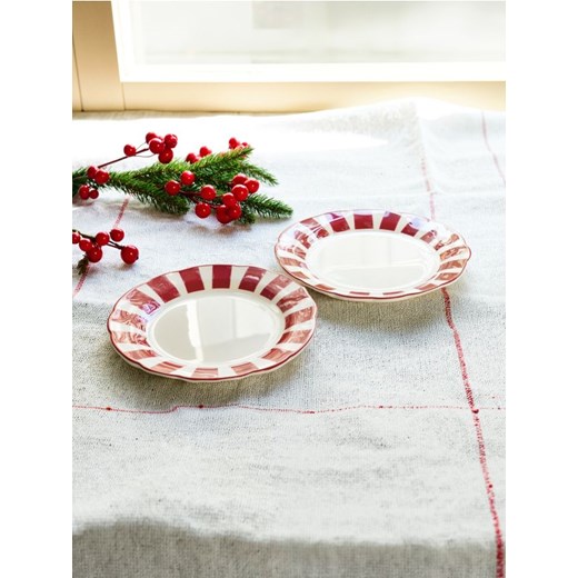 Sinsay - Talerz w paski 2 pack - czerwony ze sklepu Sinsay w kategorii Talerze - zdjęcie 183855179