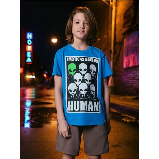 Sinsay - Koszulka z ozdobnym nadrukiem - niebieski ze sklepu Sinsay w kategorii T-shirty chłopięce - zdjęcie 183856246