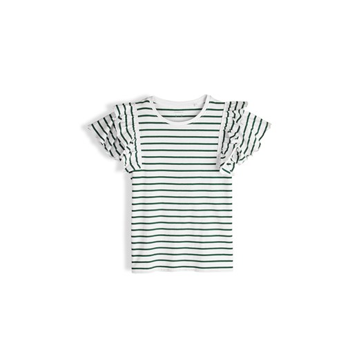 GATE Bawełniany t-shirt w paski z falbankami 3Y ze sklepu gateshop w kategorii Bluzki dziewczęce - zdjęcie 183856455