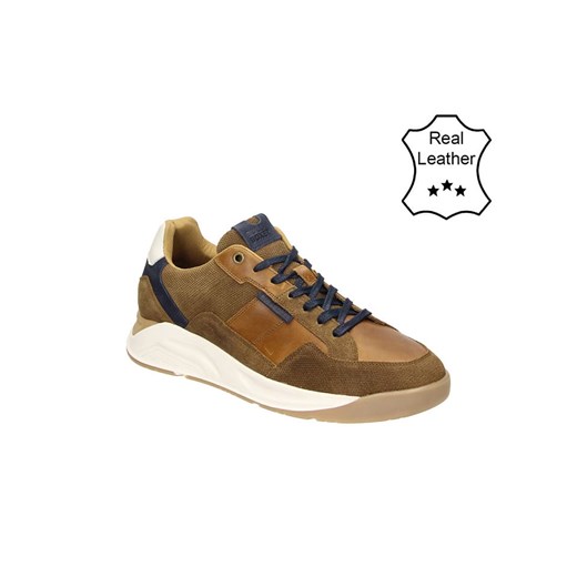 Bullboxer Skórzane sneakersy w kolorze jasnobrązowo-granatowym ze sklepu Limango Polska w kategorii Buty sportowe męskie - zdjęcie 183857467