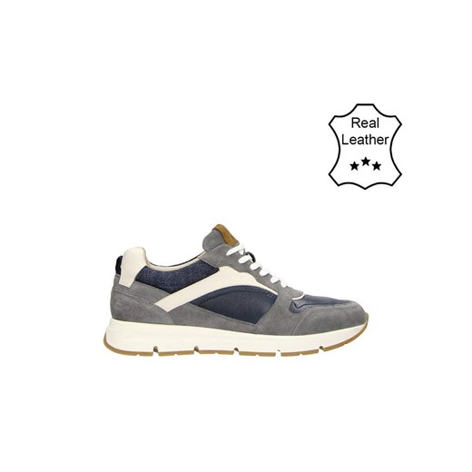 Bullboxer Skórzane sneakersy w kolorze granatowo-szarym ze sklepu Limango Polska w kategorii Buty sportowe męskie - zdjęcie 183857489