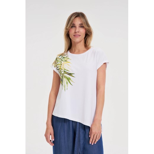 T-shirt z okrągłym dekoltem biały ze sklepu Moodo.pl w kategorii Bluzki damskie - zdjęcie 183859269