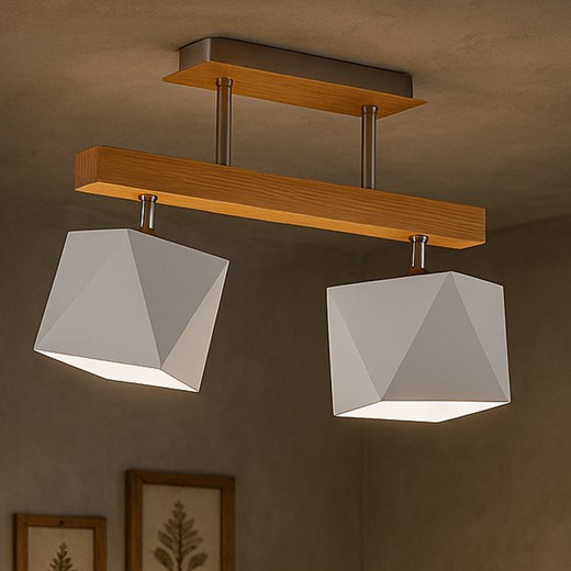 Lampa sufitowa z ruchomymi źródłami światła ASTIR na drewnianej listwie ze sklepu Lysne w kategorii Lampy wiszące - zdjęcie 183859328