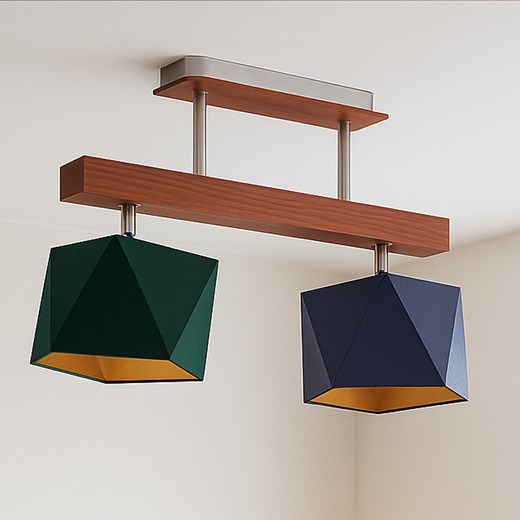 Drewniana lampa sufitowa ASTIR GOLD z trzema źródłami światła ze sklepu Lysne w kategorii Lampy wiszące - zdjęcie 183859358