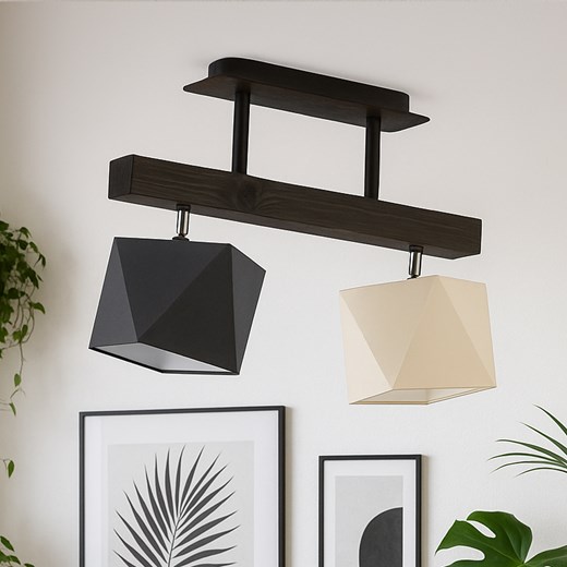 Drewniana lampa sufitowa na belce ASTIR z regulacją kąta padania światła ze sklepu Lysne w kategorii Lampy wiszące - zdjęcie 183859365