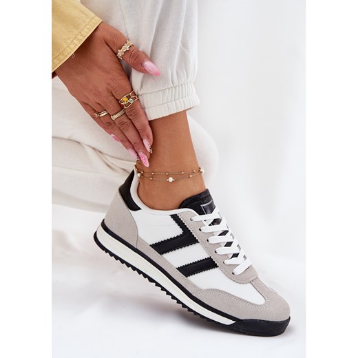 Niskie Sneakersy Damskie Białe ze sklepu ButyModne.pl w kategorii Buty sportowe damskie - zdjęcie 183860797