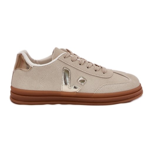 Sneakersy Damskie Eko Zamszowe Beżowe beżowy ze sklepu ButyModne.pl w kategorii Buty sportowe damskie - zdjęcie 183860798