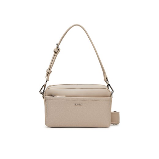 Calvin Klein Torebka Ck Must Aop Double Straps Camera LV04F3080G Beżowy ze sklepu MODIVO w kategorii Listonoszki - zdjęcie 183862768