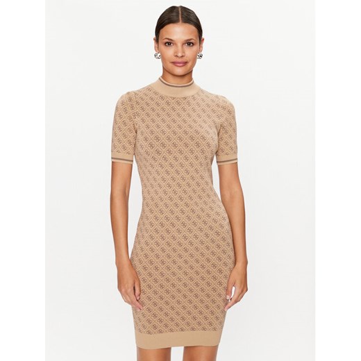 Guess Sukienka dzianinowa W3YK39 Z37K0 Beżowy Slim Fit ze sklepu MODIVO w kategorii Sukienki - zdjęcie 183862785