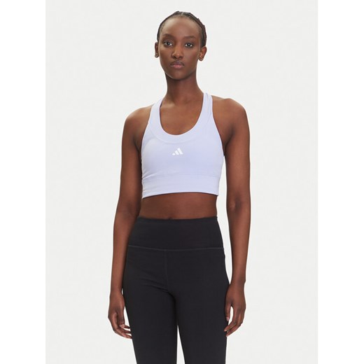adidas Biustonosz sportowy Run Pocket JI5991 Fioletowy Slim Fit ze sklepu MODIVO w kategorii Biustonosze - zdjęcie 183862876