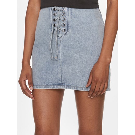ROTATE Spódnica jeansowa Denim Laced Mini 1120101468 Niebieski Regular Fit ze sklepu MODIVO w kategorii Spódnice - zdjęcie 183862886