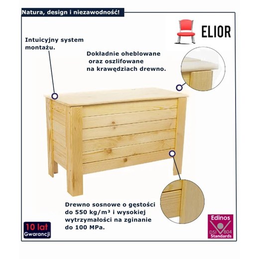 Drewniana skrzynia do ogrodu - Veggo Elior One Size Edinos.pl
