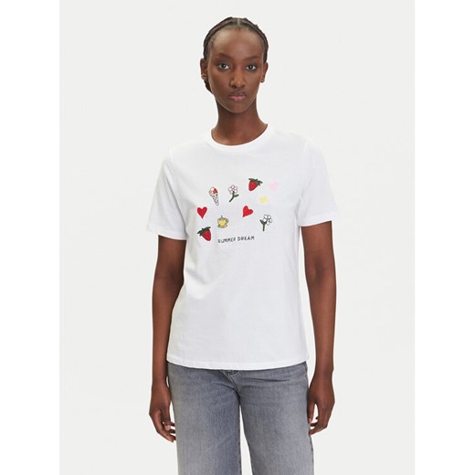 Pieces T-Shirt Funly 17160308 Biały Regular Fit ze sklepu MODIVO w kategorii Bluzki damskie - zdjęcie 183867415