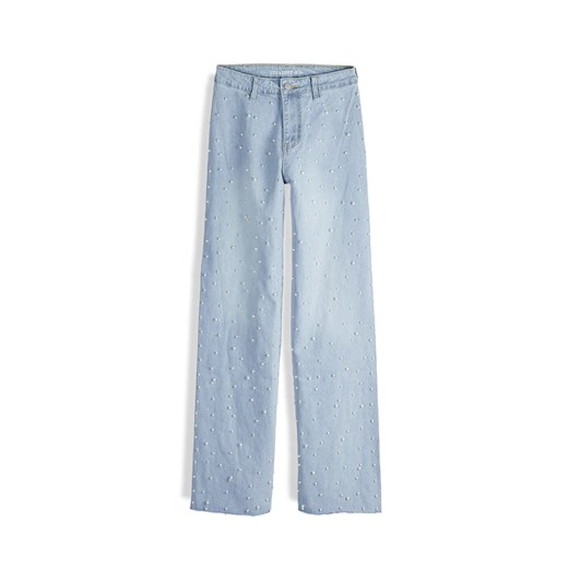 GATE Szerokie jeansy z perełkami 34 ze sklepu gateshop w kategorii Jeansy damskie - zdjęcie 183868539