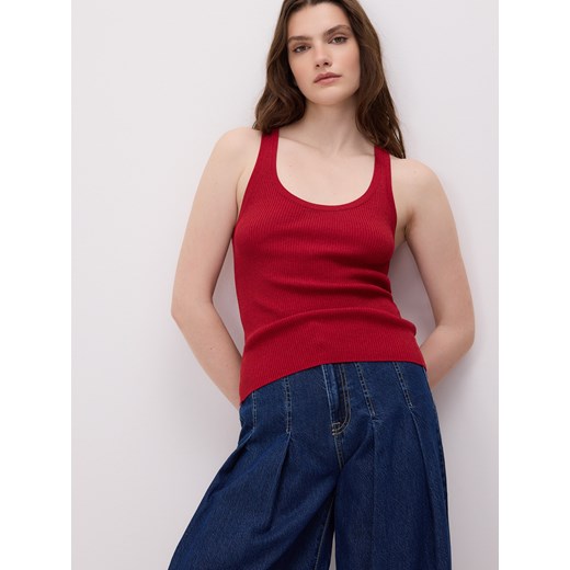 Reserved - Top z metalizowaną nitką - czerwony Reserved XS Reserved