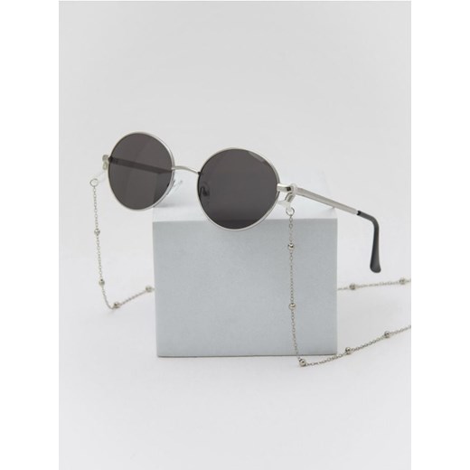 Sinsay - Owalne okulary przeciwsłoneczne - srebrny Sinsay One Size Sinsay