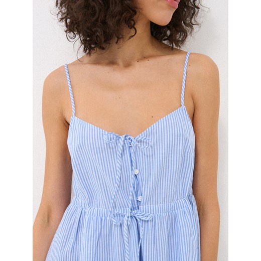 Mohito - Bawełniana koszula nocna w paski - niebieski Mohito L Mohito