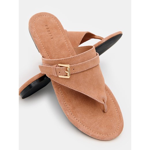 Klapki damskie Mohito płaskie bez zapięcia skórzane casualowe 