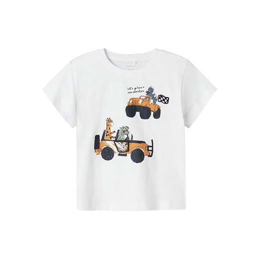 name it Koszulka &quot;Huggi&quot; w kolorze białym ze wzorem ze sklepu Limango Polska w kategorii T-shirty chłopięce - zdjęcie 183871178