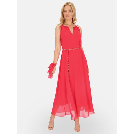 Elegancka różowa sukienka maxi z szarfą L’AF Vega ze sklepu Eye For Fashion w kategorii Sukienki - zdjęcie 183871447