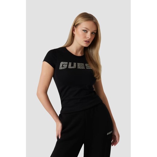 GUESS Czarny damski t-shirt Kiara, Rozmiar XS ze sklepu outfit.pl w kategorii Bluzki damskie - zdjęcie 183872409