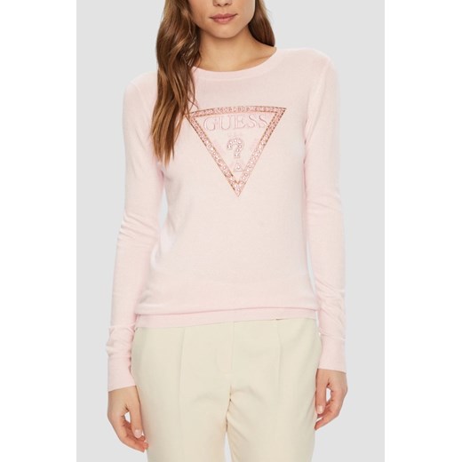 GUESS Różowy damski sweter Ivory, Rozmiar XS ze sklepu outfit.pl w kategorii Swetry damskie - zdjęcie 183872467