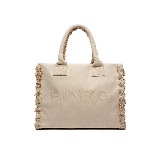 Torebka Pinko Beach Shopping PE 24 PLTT 100782 A1X1 Beżowy ze sklepu eobuwie.pl w kategorii Torby Shopper bag - zdjęcie 183873219