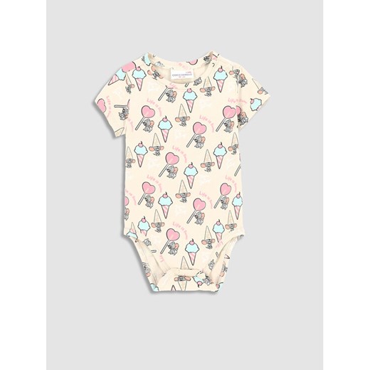 Coccodrillo Body WC3112202LIG Beżowy Regular Fit ze sklepu MODIVO w kategorii Body niemowlęce - zdjęcie 183874725