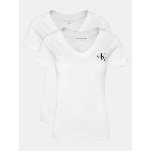 Calvin Klein Jeans Komplet 2 t-shirtów J20J223447 Biały Regular Fit ze sklepu MODIVO w kategorii Bluzki damskie - zdjęcie 183874736