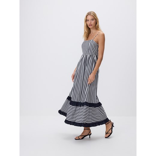 Reserved - Sukienka maxi w paski - granatowy Reserved L Reserved