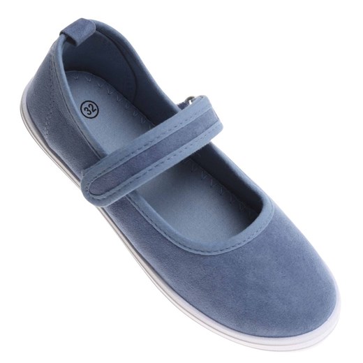 Wsuwane niebieskie dziewczęce tenisówki balerinki czeszki z paseczkiem /G8-1 17788 T124/ ze sklepu Pantofelek24.pl w kategorii Balerinki dziecięce - zdjęcie 183879116