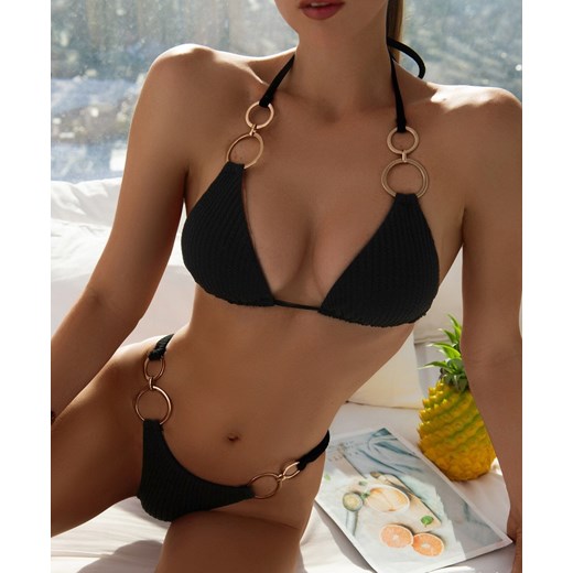 Bikini z wiązanym biustonoszem - Czarny / S ze sklepu Valetta.pl w kategorii Stroje kąpielowe - zdjęcie 183881059