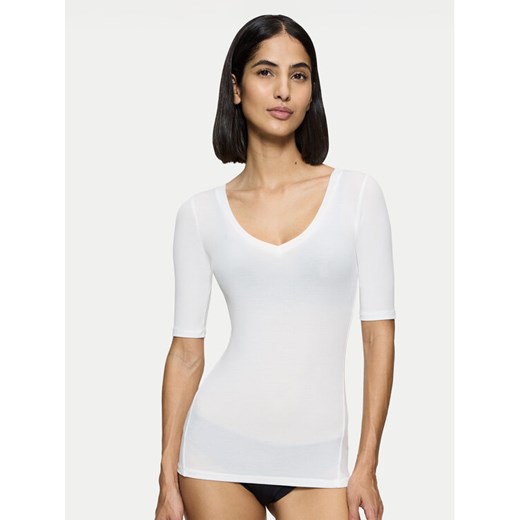 Triumph Koszulka piżamowa Beauty Layers 10222610 Écru Slim Fit ze sklepu MODIVO w kategorii Piżamy damskie - zdjęcie 183882769