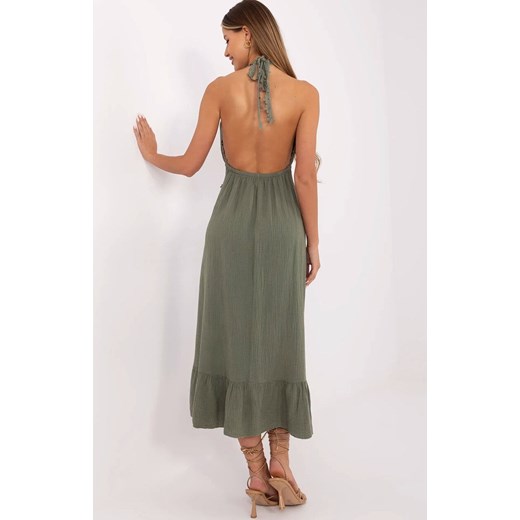 Muślinowa sukienka khaki MI-SK-88573.83, Kolor khaki, Rozmiar uniwersalny, ITALY MODA ze sklepu Primodo w kategorii Sukienki - zdjęcie 183883895