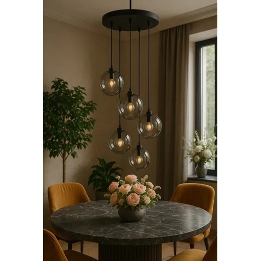 Lampa z wiszącymi beżowymi kulamo Karito Lumes One Size Edinos.pl