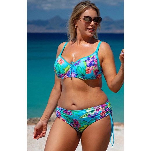 Majtki kąpielowe damskie figi z wysokim stanem i trokami 242/2, Kolor turkusowo-zielony, Rozmiar 2XL, Primo ze sklepu Intymna w kategorii Stroje kąpielowe - zdjęcie 183884529