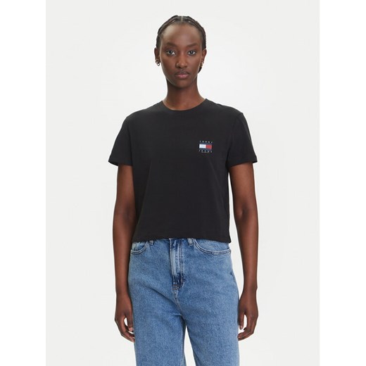 Tommy Jeans T-Shirt Flag DW0DW21423 Czarny Regular Fit ze sklepu MODIVO w kategorii Bluzki damskie - zdjęcie 183885436